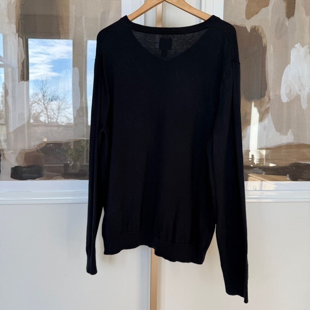 14th & Union Men’s XL Black V-Neck Pullover Sweater Long Sleeve Cashmere Blend - Picture 5 of 10